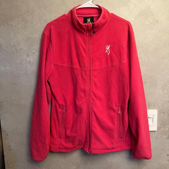 Browning Hot Pink Fleece Full Zip Jacket Buckmark Logo Size XL - Picture 4 of 11